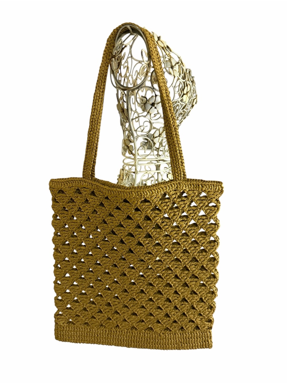 Authentic Prada Raffia Olive Green Crochet Tote Bag - Picture 2 of 16